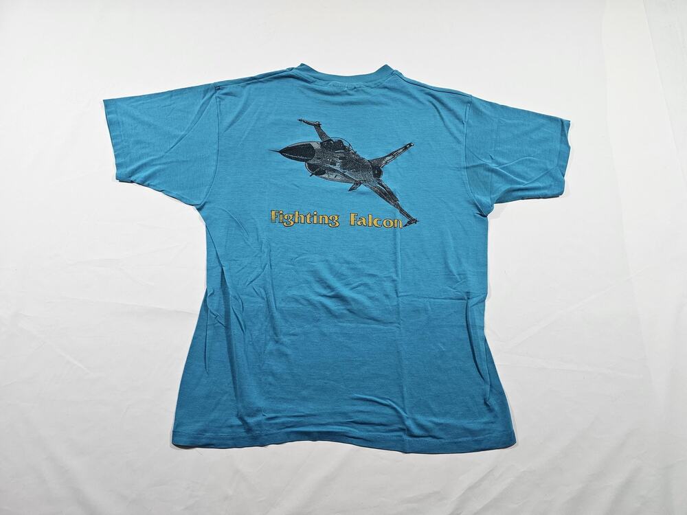 Fighting Falcon Jet Fighter Blue 50/50 T-shirt Sz L Vintage